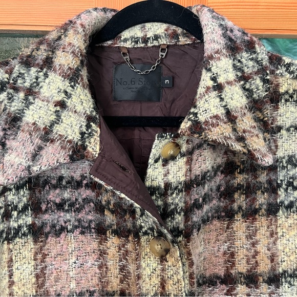 No. 6 Wilson Jacket in Stone and Lilac Check, L/XL - Picture 3 of 11